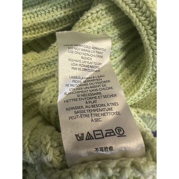 Free People Marlie Slouchy Oversized Sweater Ribbed V-Neck Lime Green Size Large - Picture 8 of 16